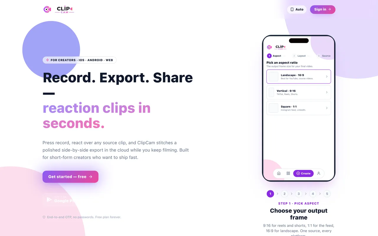 ClipCam — live product screenshot